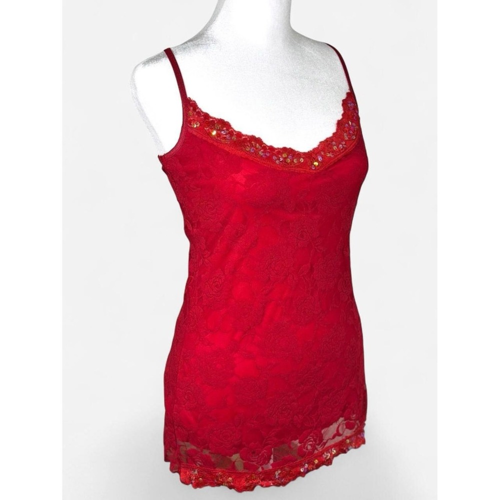 Vintage Y2K Lace Sequin Cami, Size Small